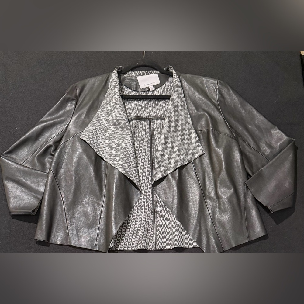 Classiques Entier Plonge black Leather & Herringbone Jacket‎ Women’s Size XL